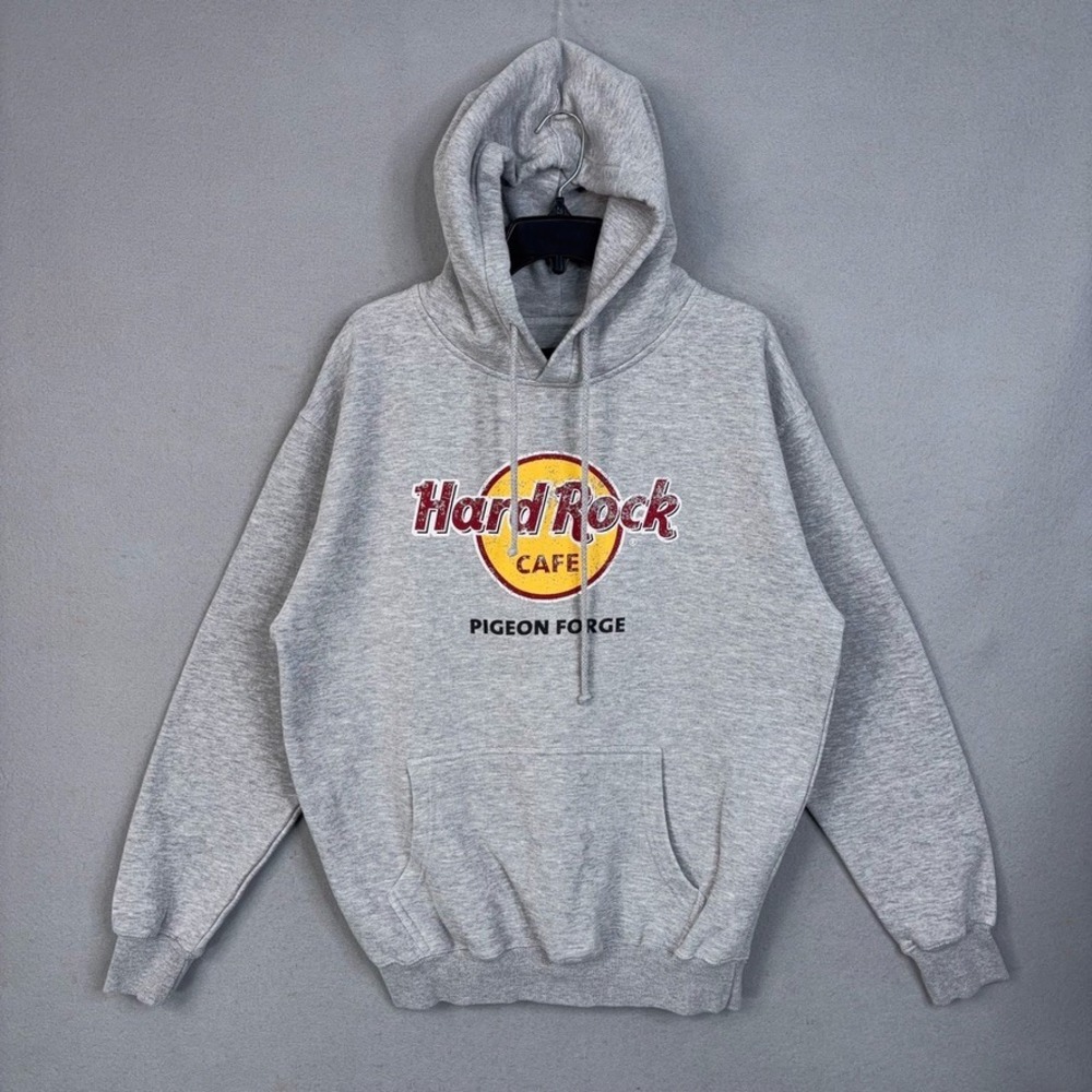 Hard Rock Cafe Hoodie Mens XL Gray Heather Pigeon Forge Smokies Graphic Pullover